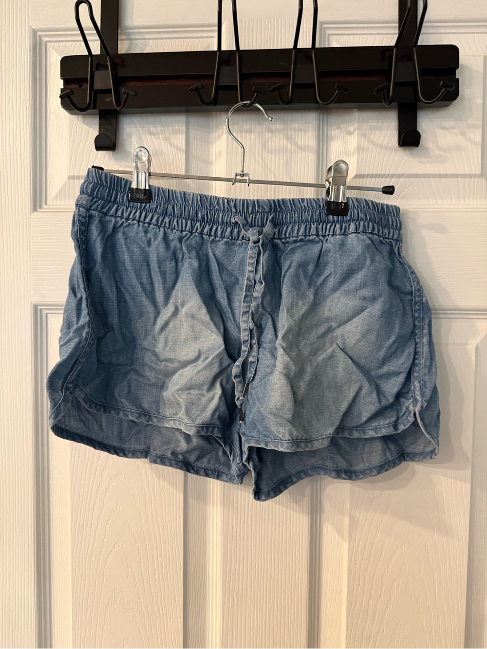 H&M Light Blue Denim-Style Elastic Waist Athletic Shorts
